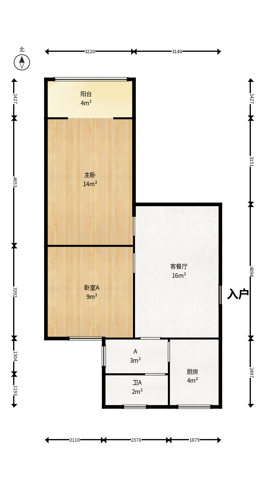 望月湖小区九片  2室1厅1卫   55.00万户型图