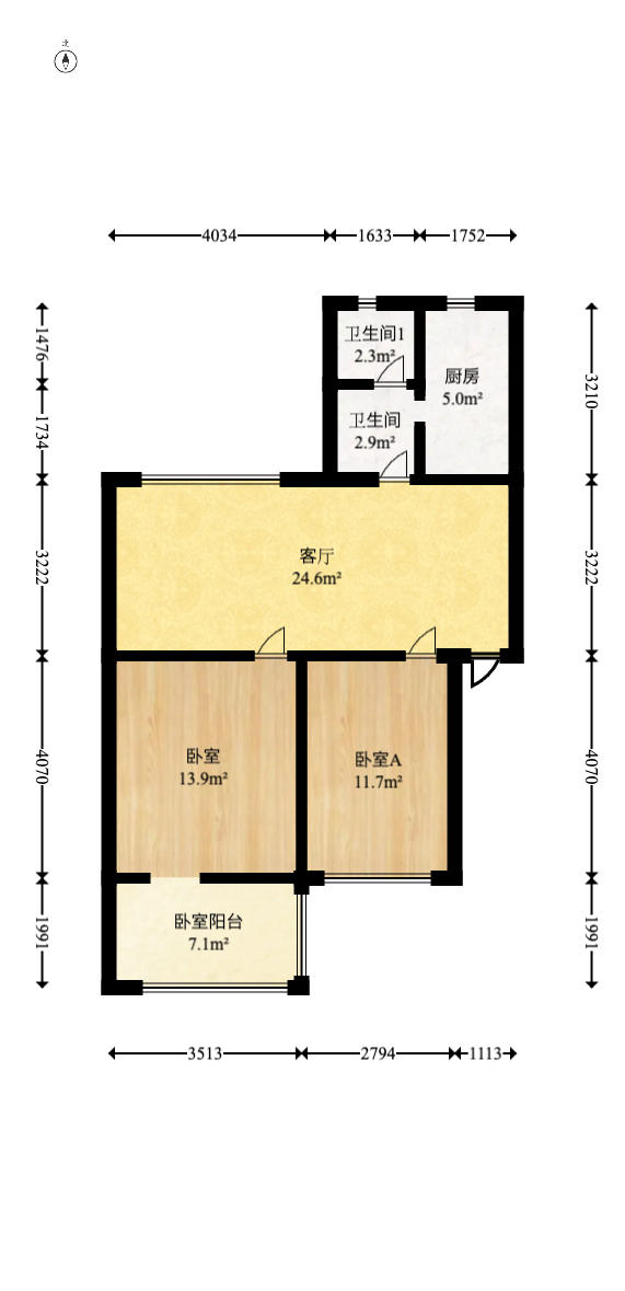 华侨一村  2室1厅1卫   81.00万户型图