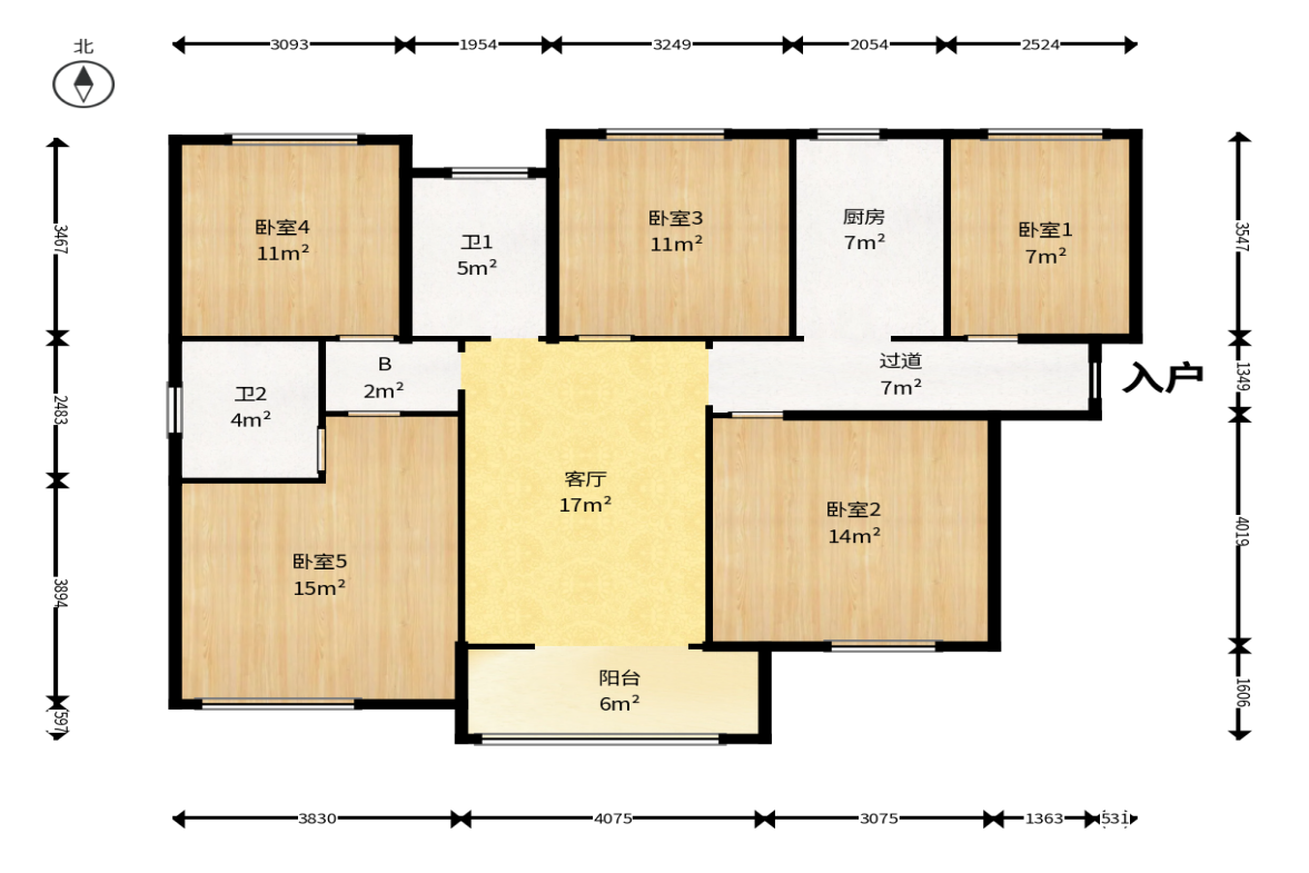 润和之悦（金泽园）  4室2厅2卫   75.00万户型图