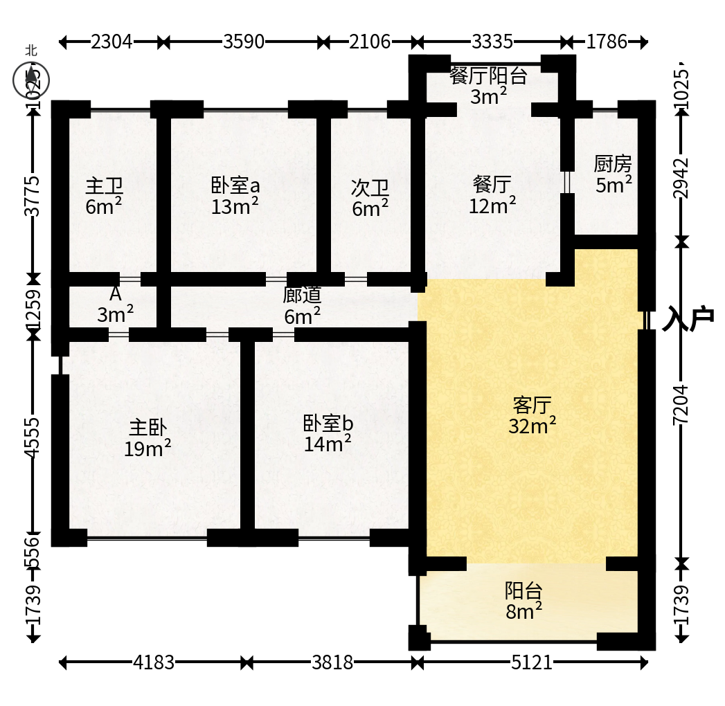 晟通牡丹舸  3室2厅2卫   280.00万户型图