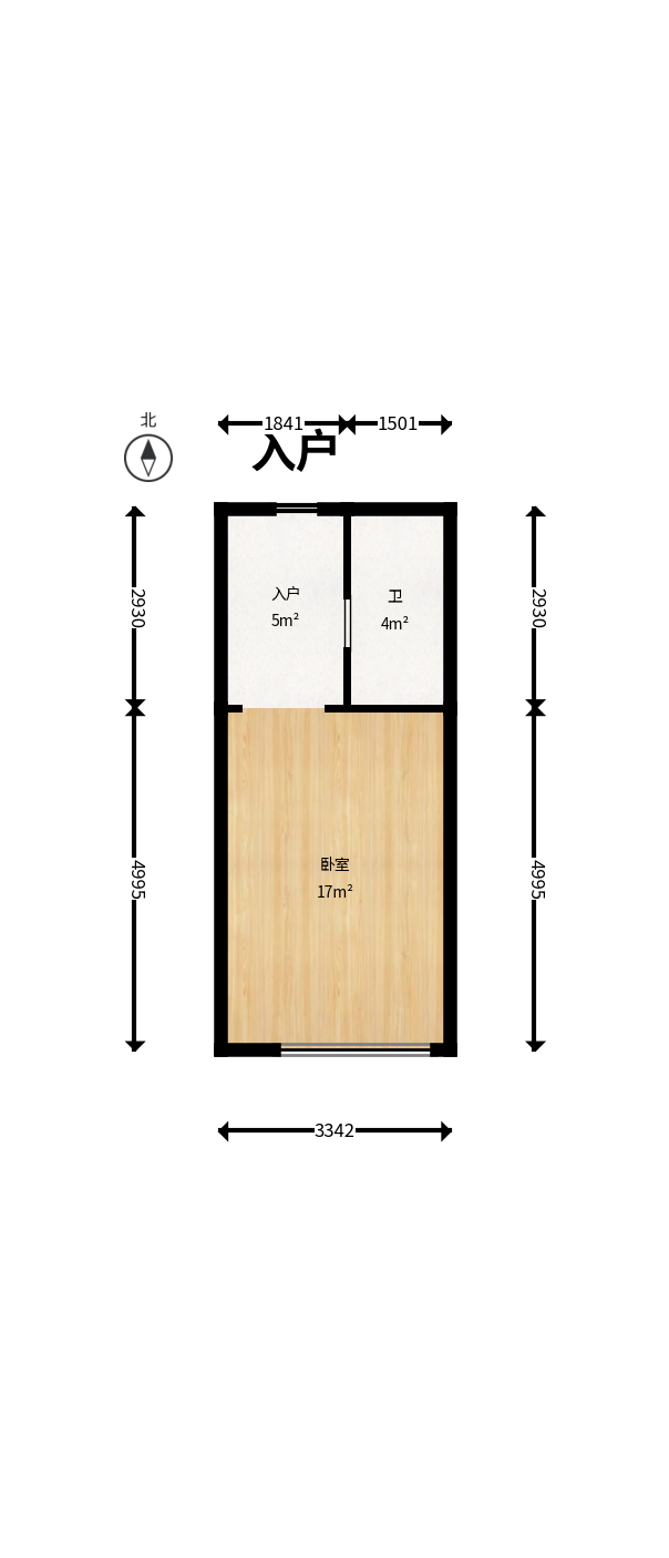 卓越江岸  1室1厅1卫   28.50万户型图