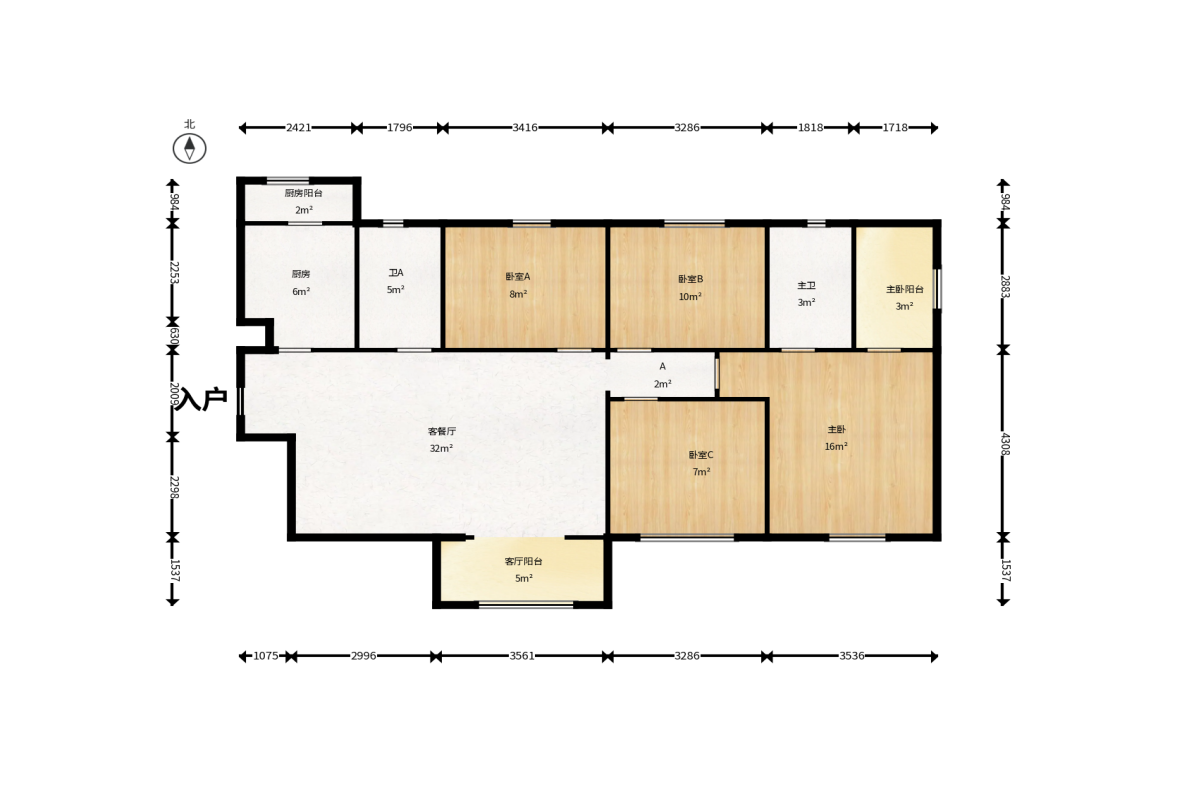保利西海岸B区  4室2厅2卫    218.0万户型图