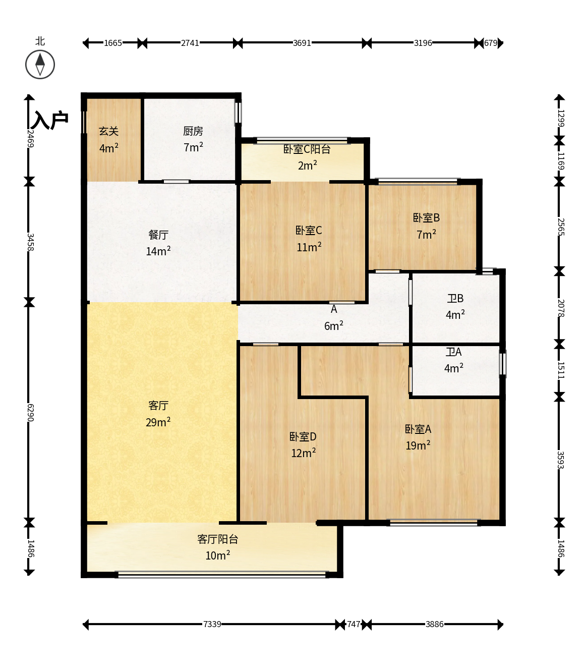 金茂建发泊悦  4室2厅2卫   188.00万户型图