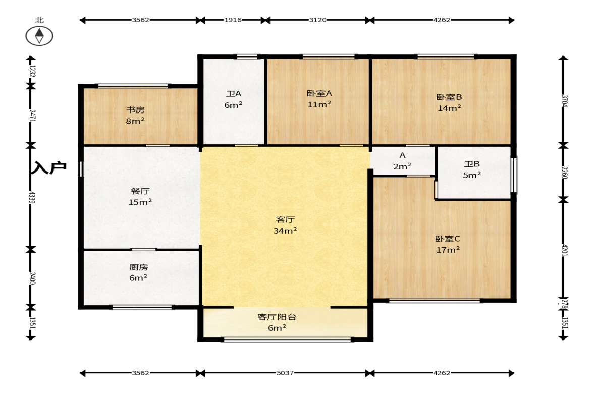 钰龙天下一期  4室2厅2卫   408.00万户型图