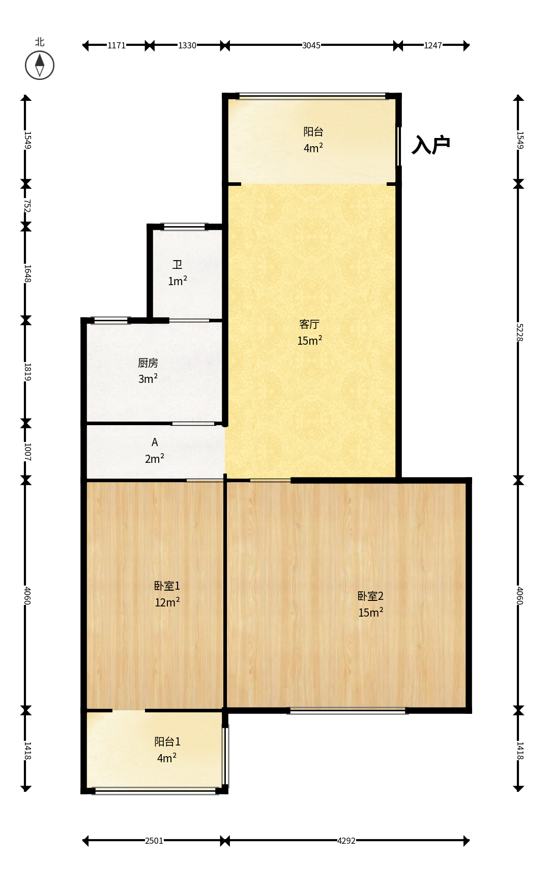 省木材公司宿舍（原欧园木材厂宿舍）  2室1厅1卫   54.80万户型图