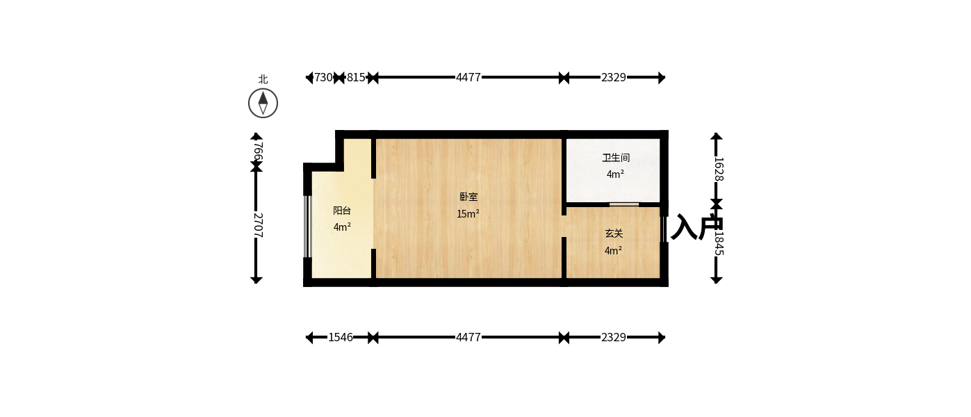 万科白鹭郡  1室0厅1卫    20.0万户型图