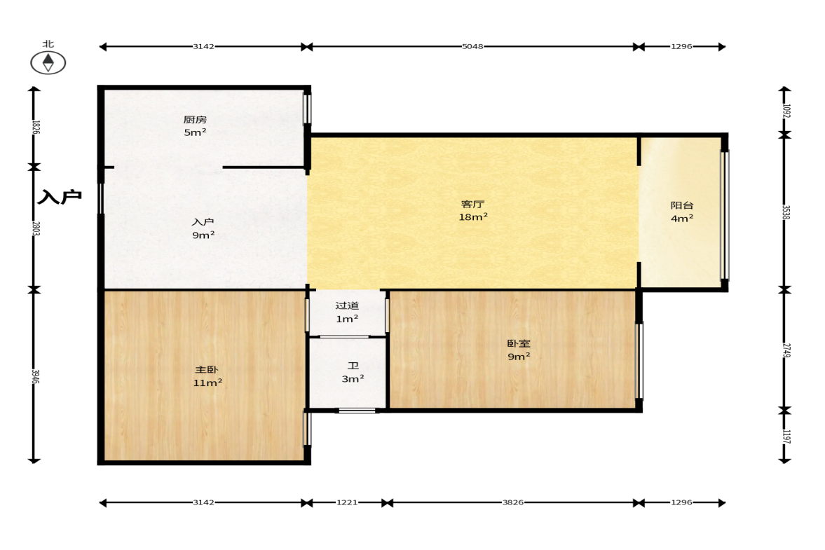 时代星城  2室2厅1卫    35.0万户型图