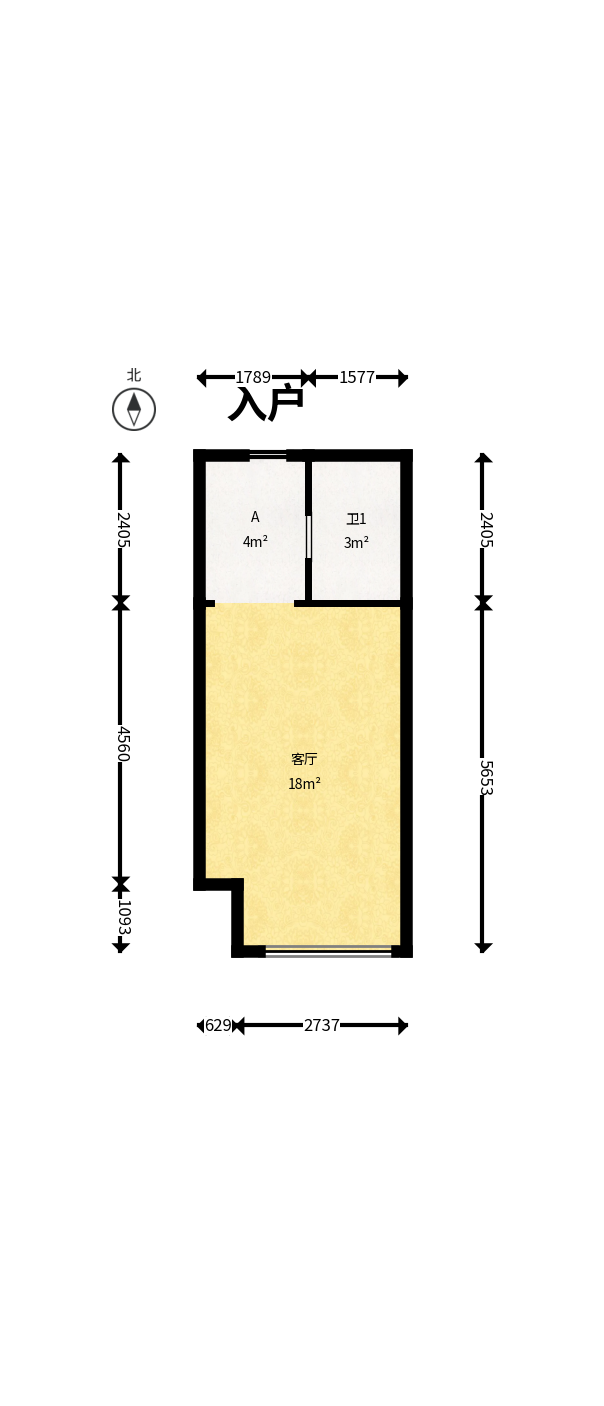 融科东南海  1室0厅1卫   22.80万户型图