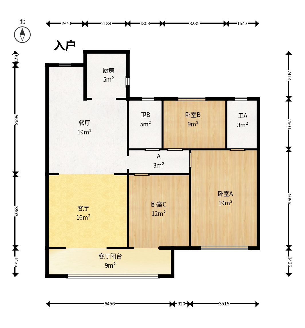 金茂建发泊悦  3室2厅2卫   158.00万户型图