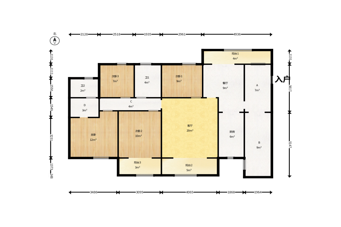 深业睿城  4室2厅2卫    127.0万户型图