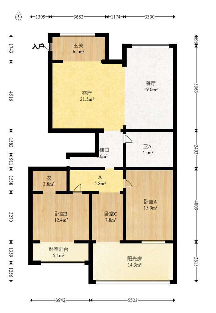世茂铂翠湾二期  5室2厅3卫   455.00万户型图