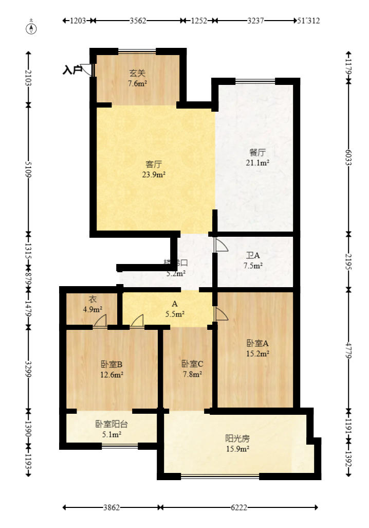世茂铂翠湾二期  5室2厅3卫   455.00万户型图