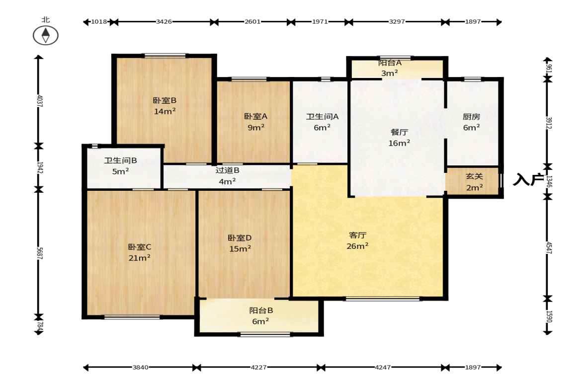 蓝山郡  4室2厅2卫   116.00万户型图