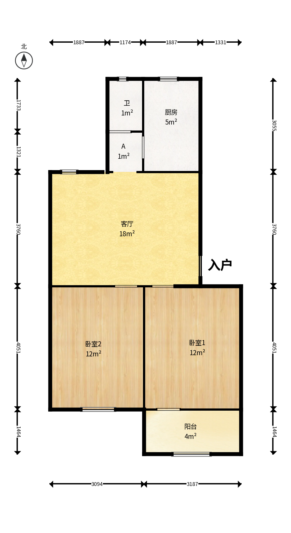 长坡社区  2室1厅1卫   32.00万户型图