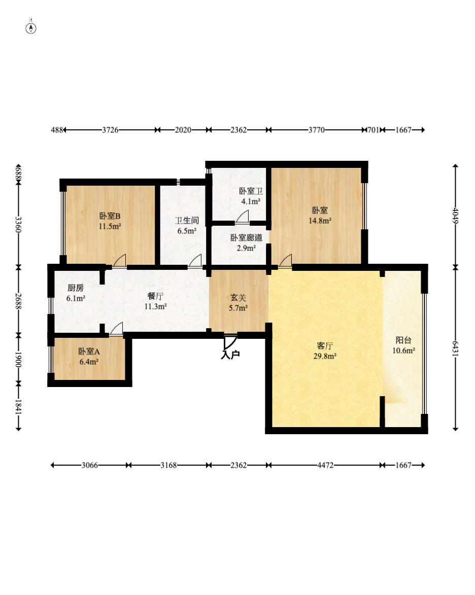 建发电建江山悦  3室2厅2卫   163.00万户型图
