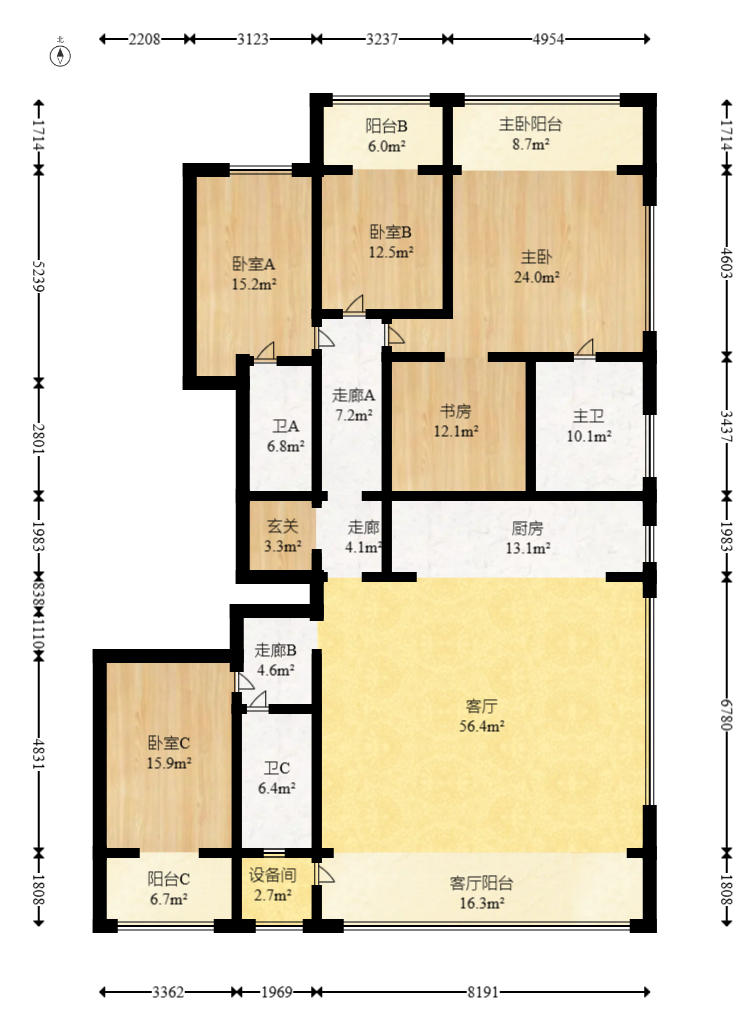 江悦和鸣  5室2厅3卫   490.00万户型图