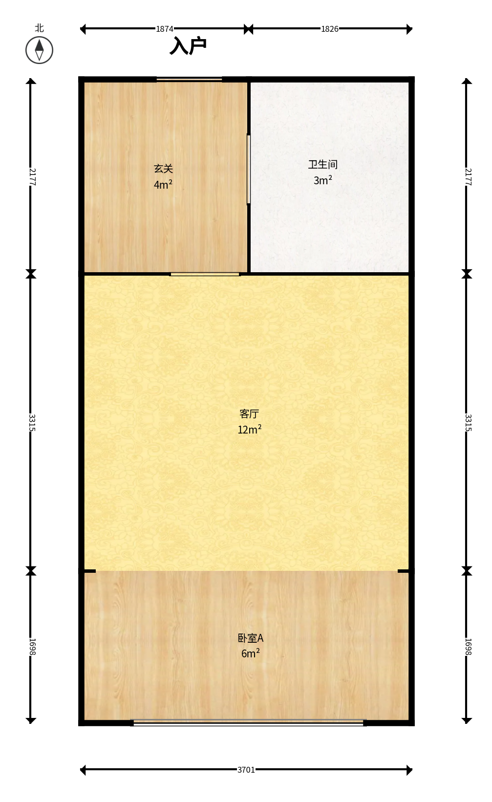 君庭金福苑  1室1厅1卫    26.0万户型图