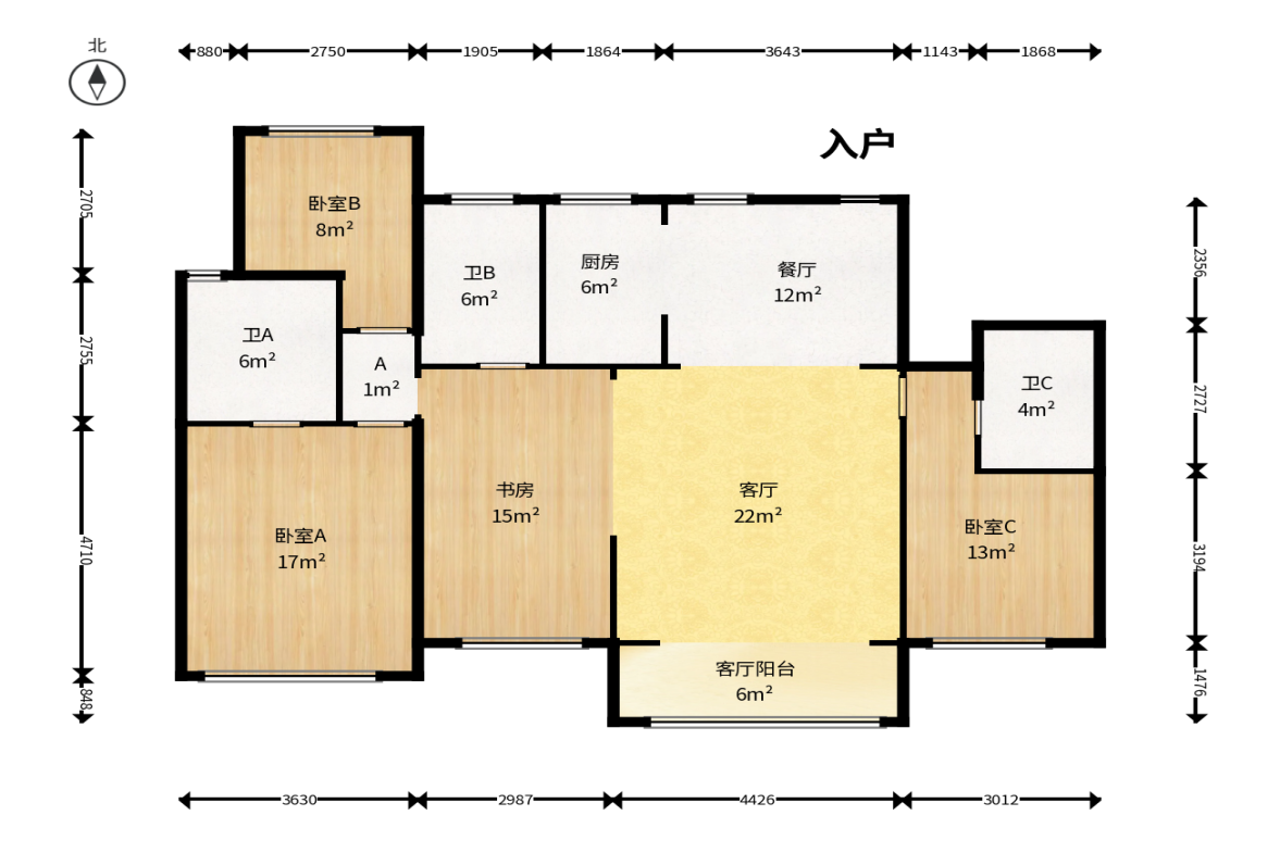 正荣滨江紫阙台  4室2厅1卫   219.00万户型图