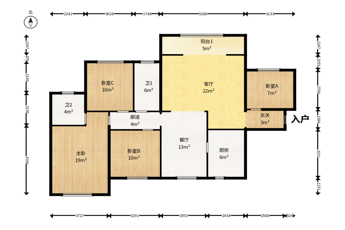 邦盛水岸御园  1室2厅1卫   105.00万户型图