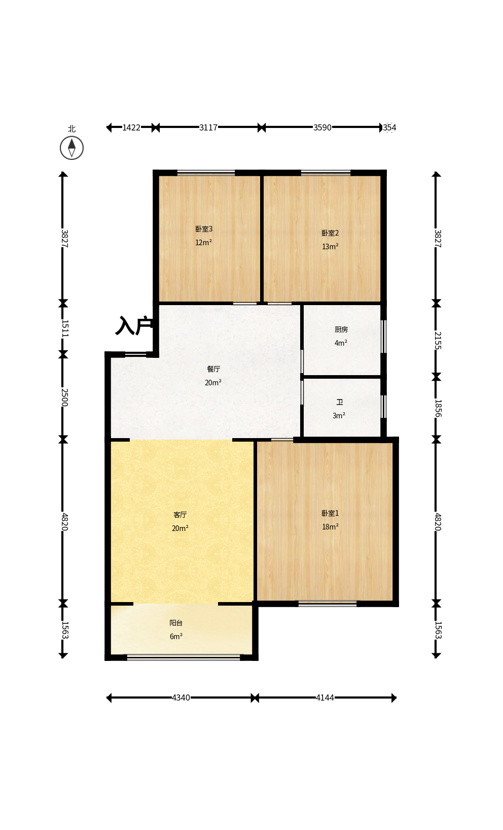 富绿新村  3室2厅1卫   75.00万户型图