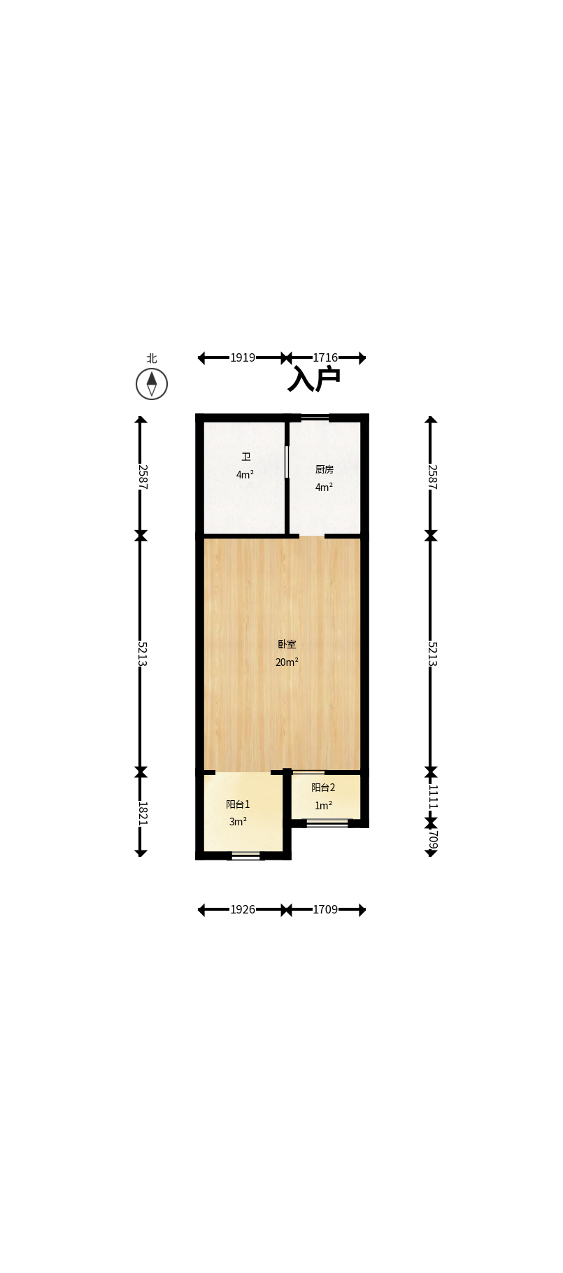 兰亭优壳（隽峰苑）  1室1厅1卫   22.00万户型图
