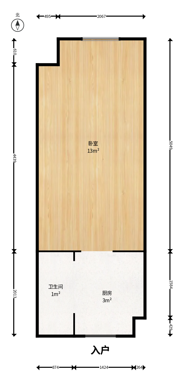万科金域缇香  1室1厅1卫   35.00万户型图