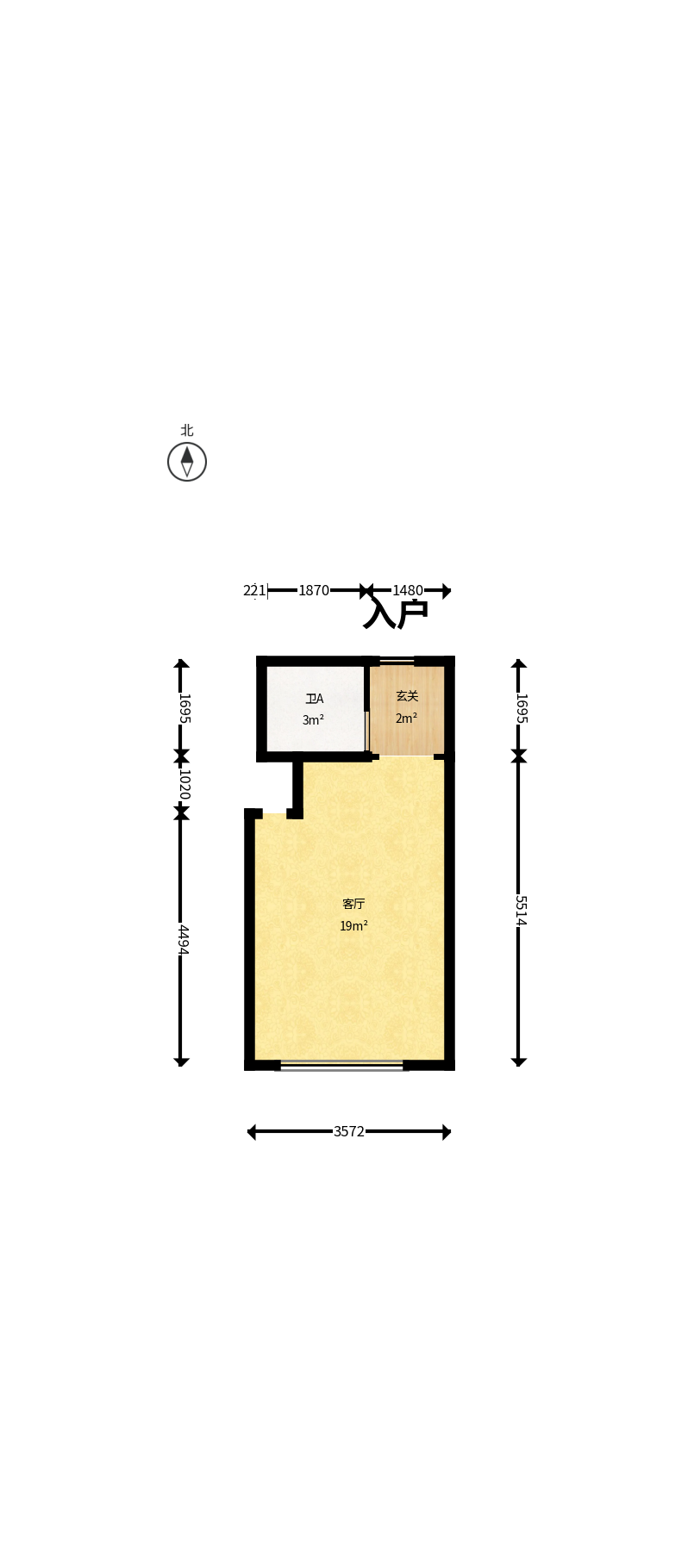 麓江春  2室1厅1卫   55.00万户型图