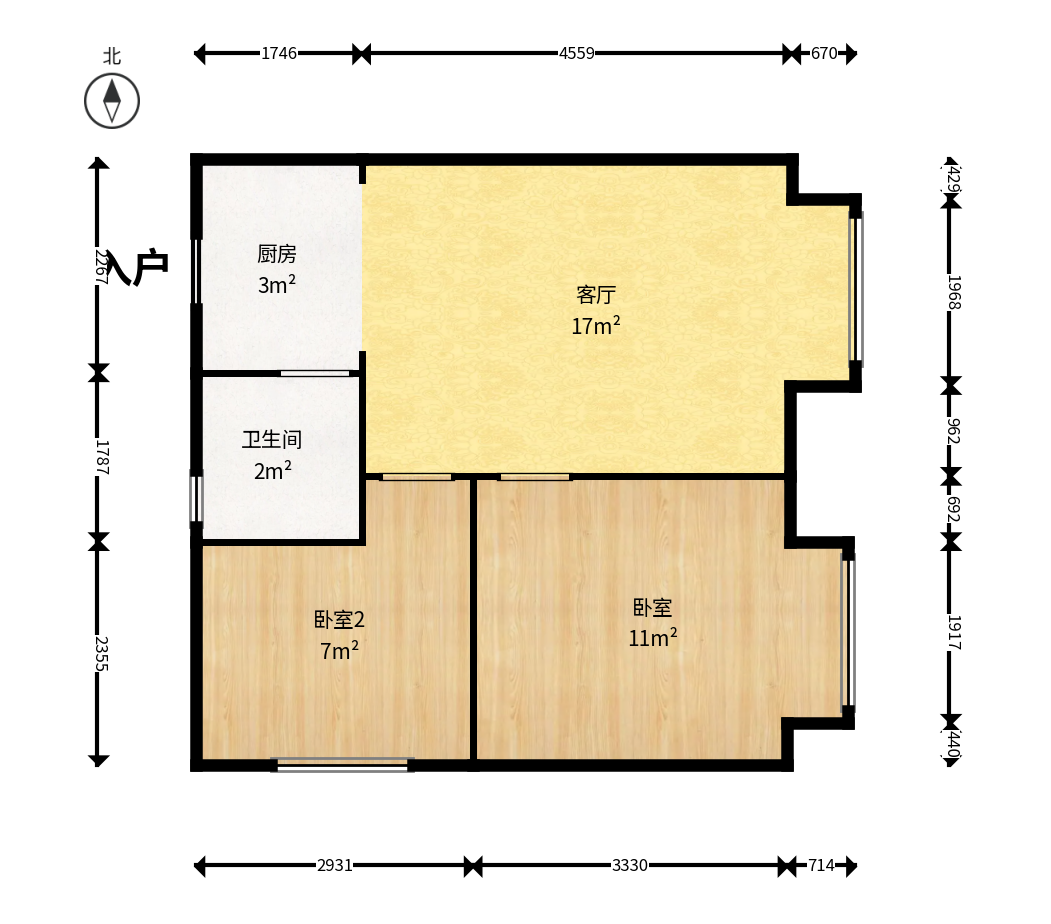 君合新城玺樾  1室1厅1卫   28.80万户型图