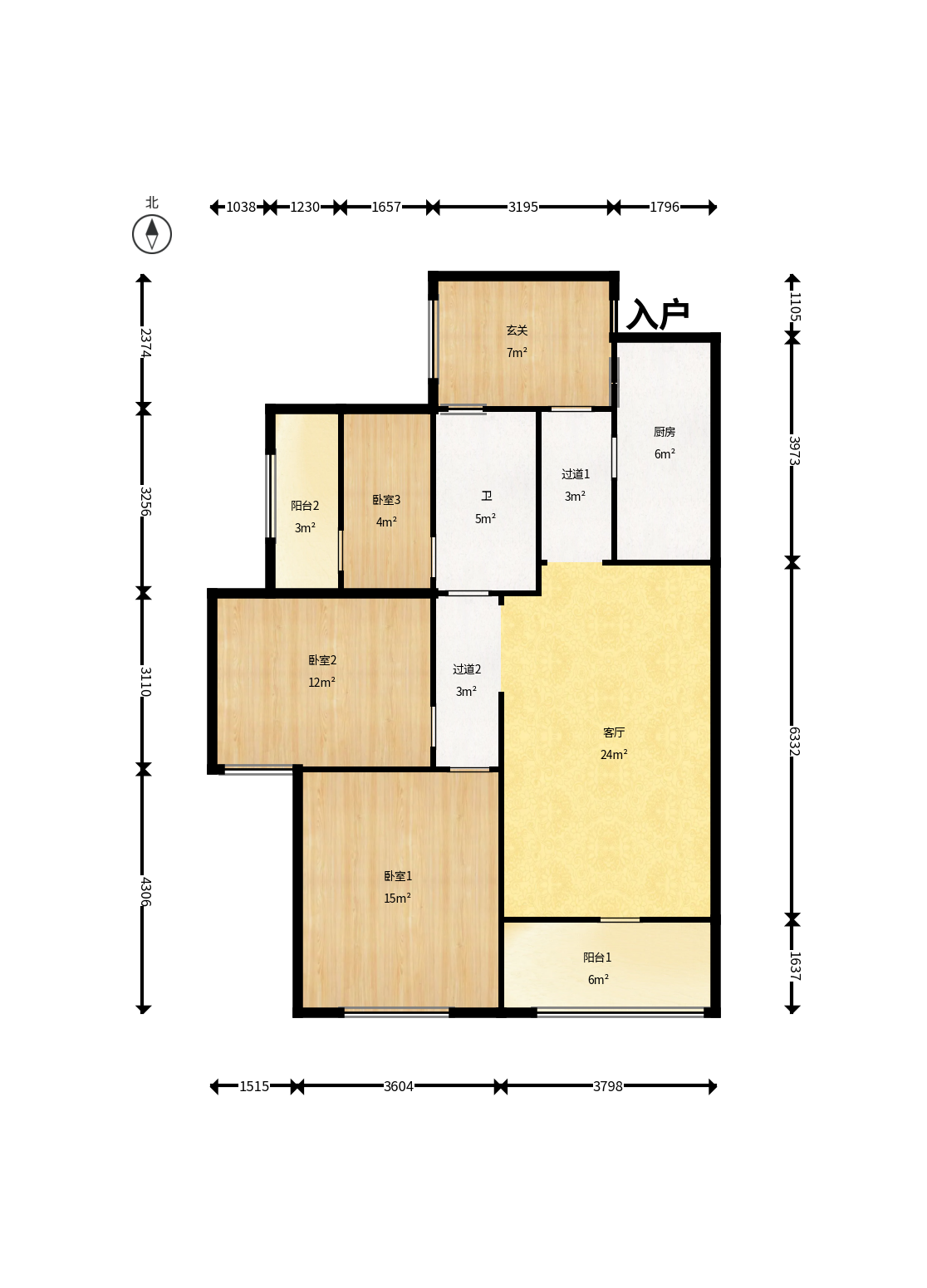 明发阅江悦府  3室2厅2卫    76.0万户型图