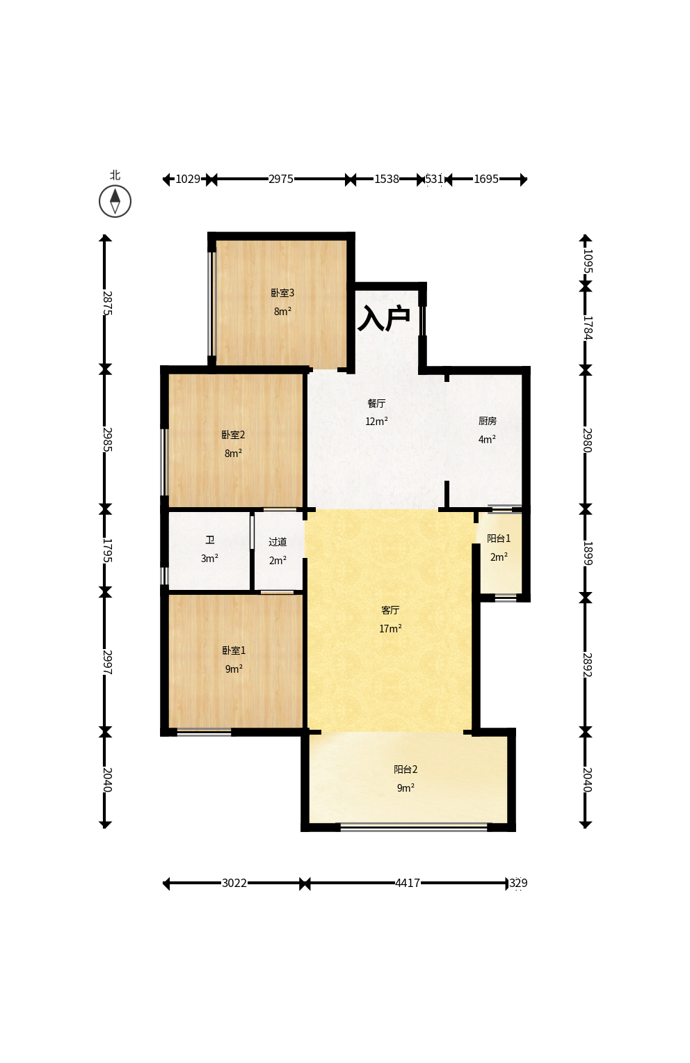 浩龙音乐界  2室2厅1卫    60.0万户型图