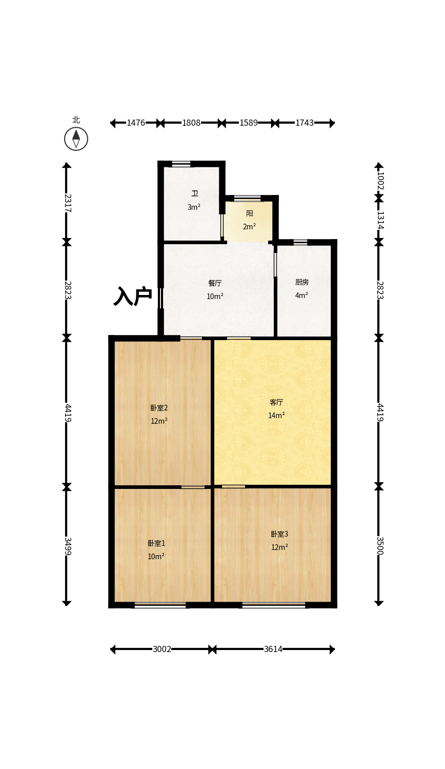 中建五局信和苑三区  3室1厅1卫    32.0万户型图