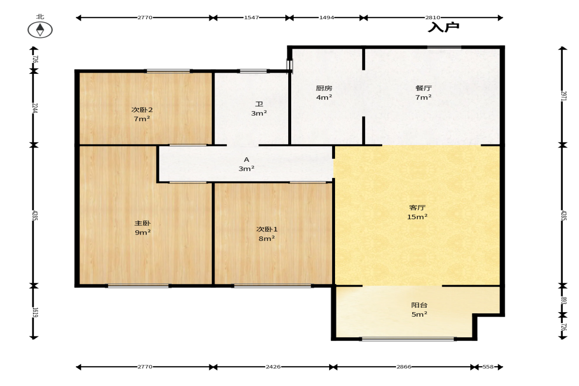 MOMA当代广场  3室1厅1卫    63.8万户型图