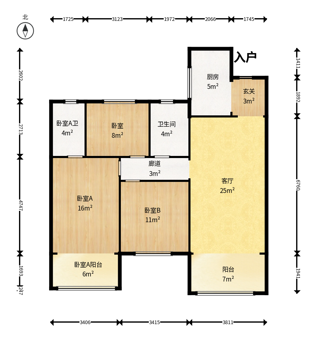 保利天汇  3室2厅2卫   162.80万户型图