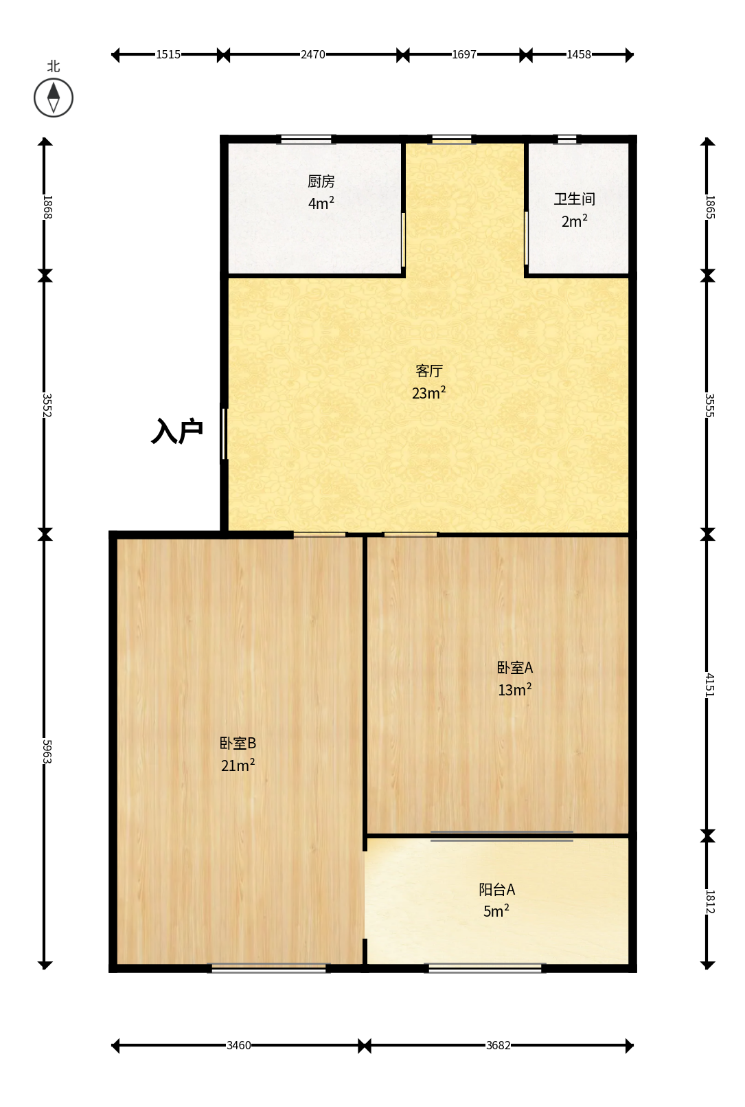 梨子山社区长电宿舍  2室1厅1卫   36.00万户型图