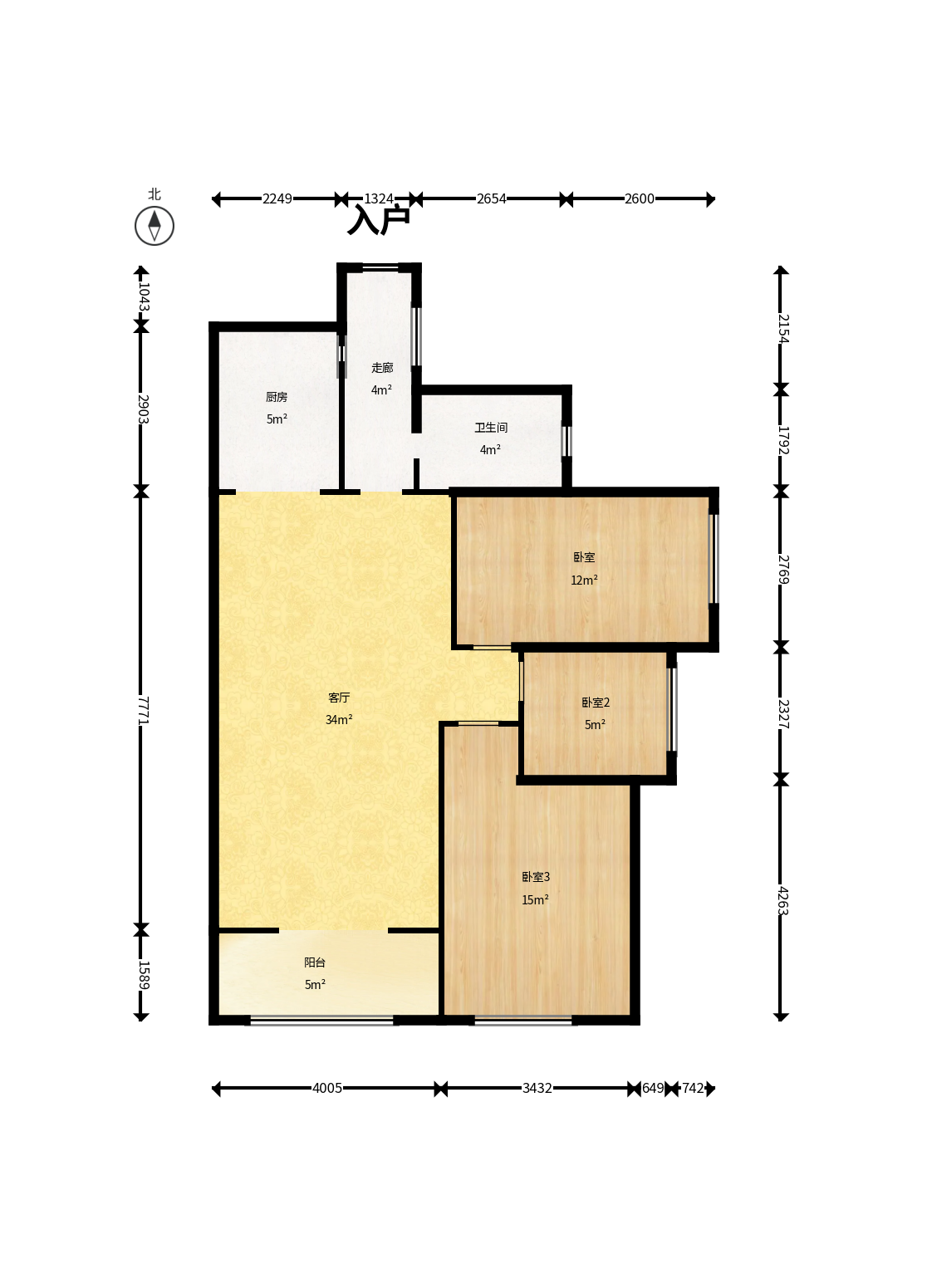 三景华御 3室2厅1卫 60.8万 三景华御 3室2厅1卫 60.8万户型图