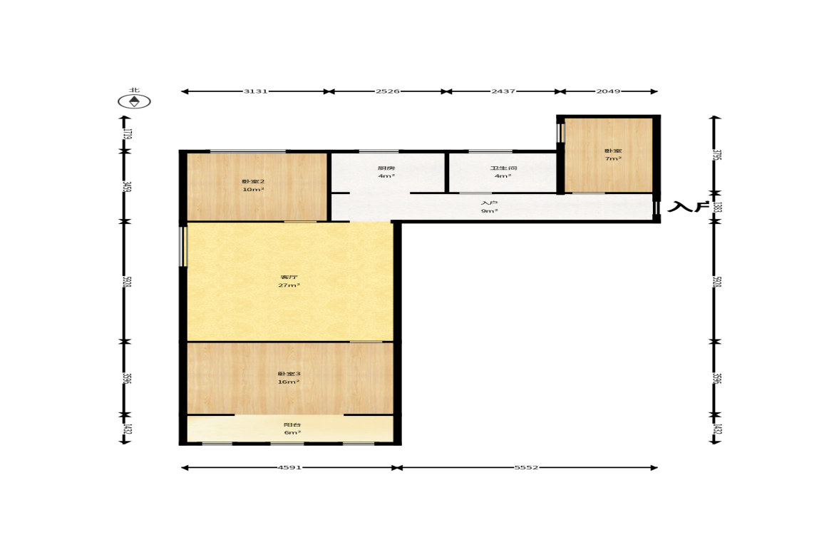 明天一城  3室2厅1卫    51.8万户型图