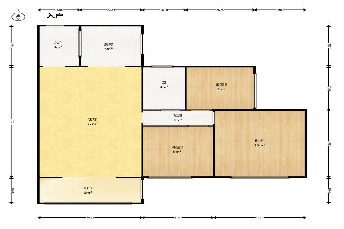 莱茵城  3室2厅1卫    89.0万户型图