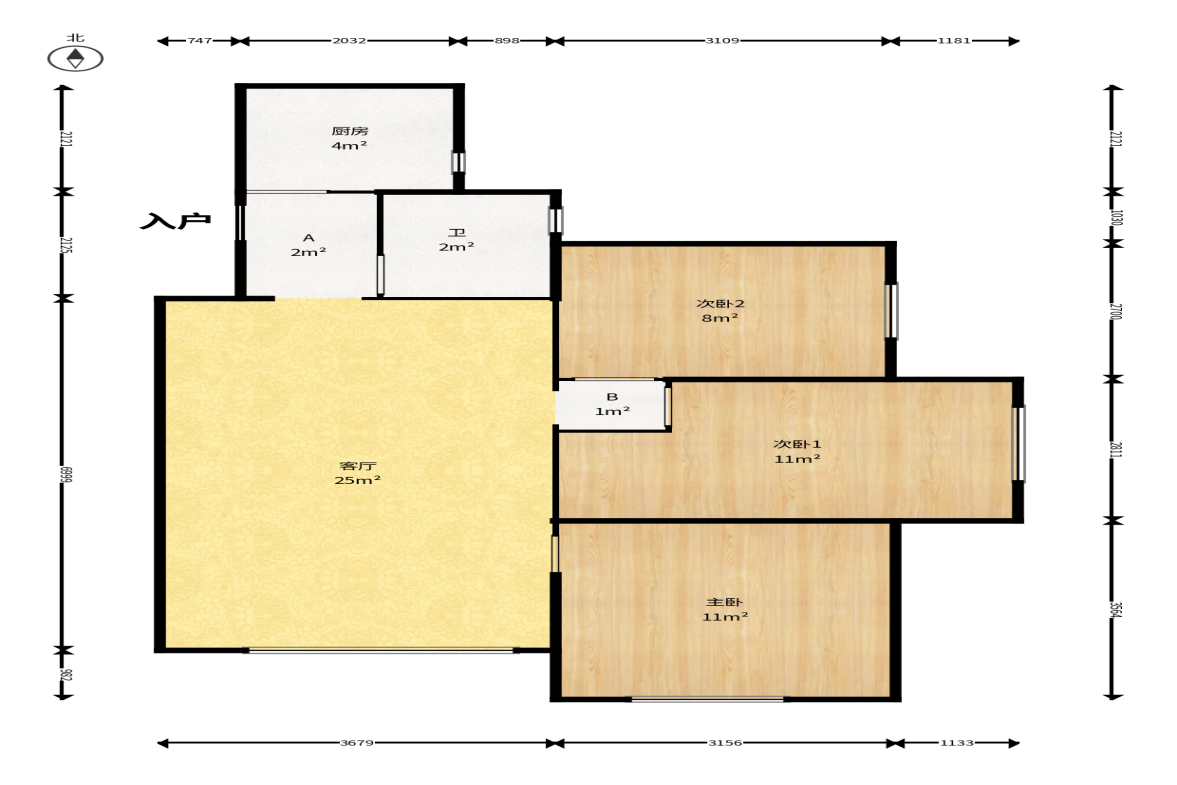 泊林晶城  3室2厅1卫    48.8万户型图