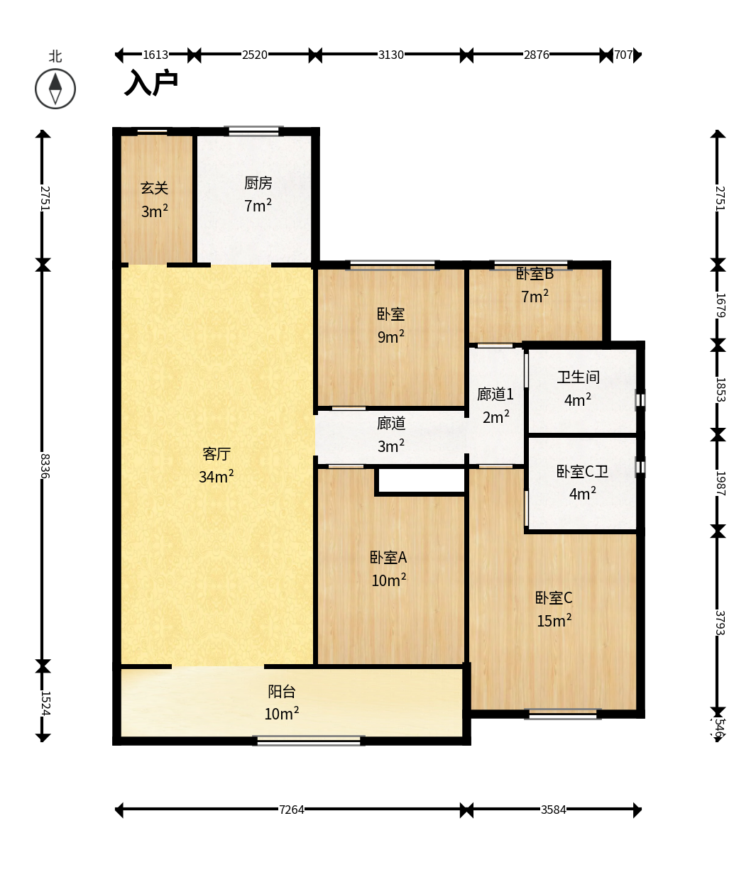 中海阅麓山二期  4室2厅2卫    188.0万户型图