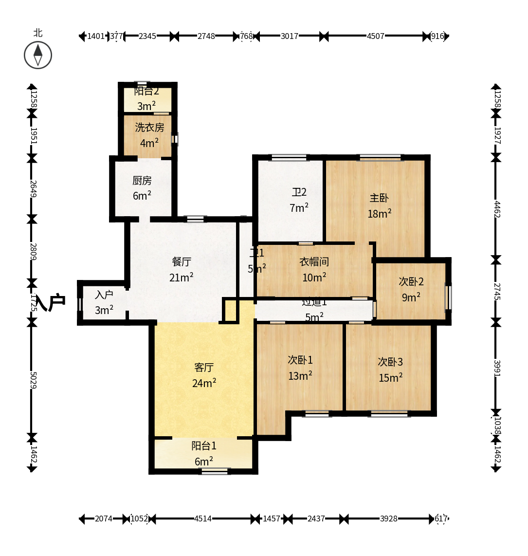北辰三角洲E3区  4室2厅2卫    310.0万户型图