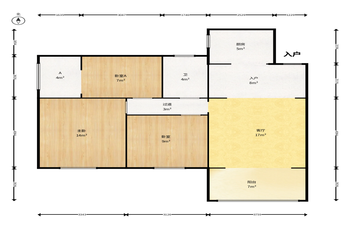 紫晶城  3室2厅1卫    55.0万户型图