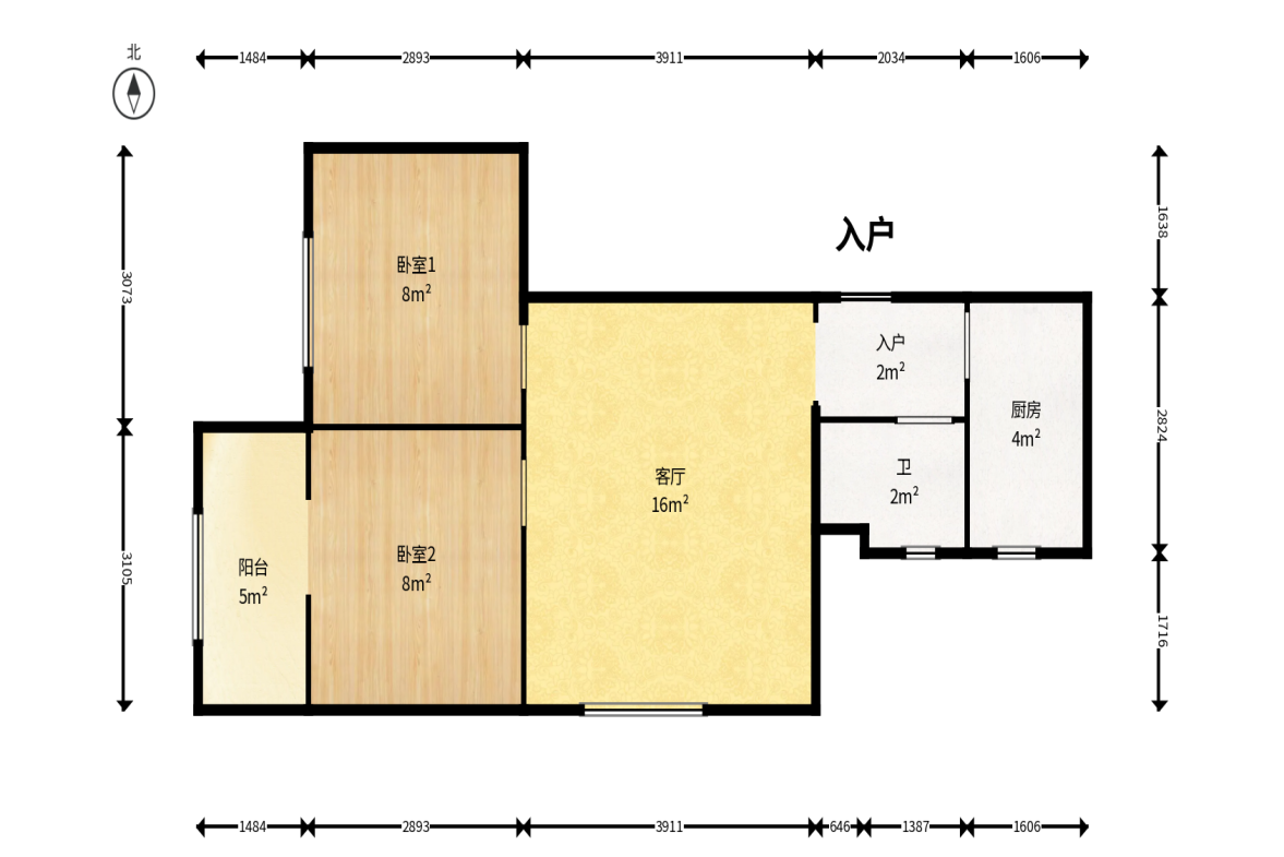 上河国际B座 2室1厅1卫 48.0万 上河国际B座 2室1厅1卫 48.0万户型图