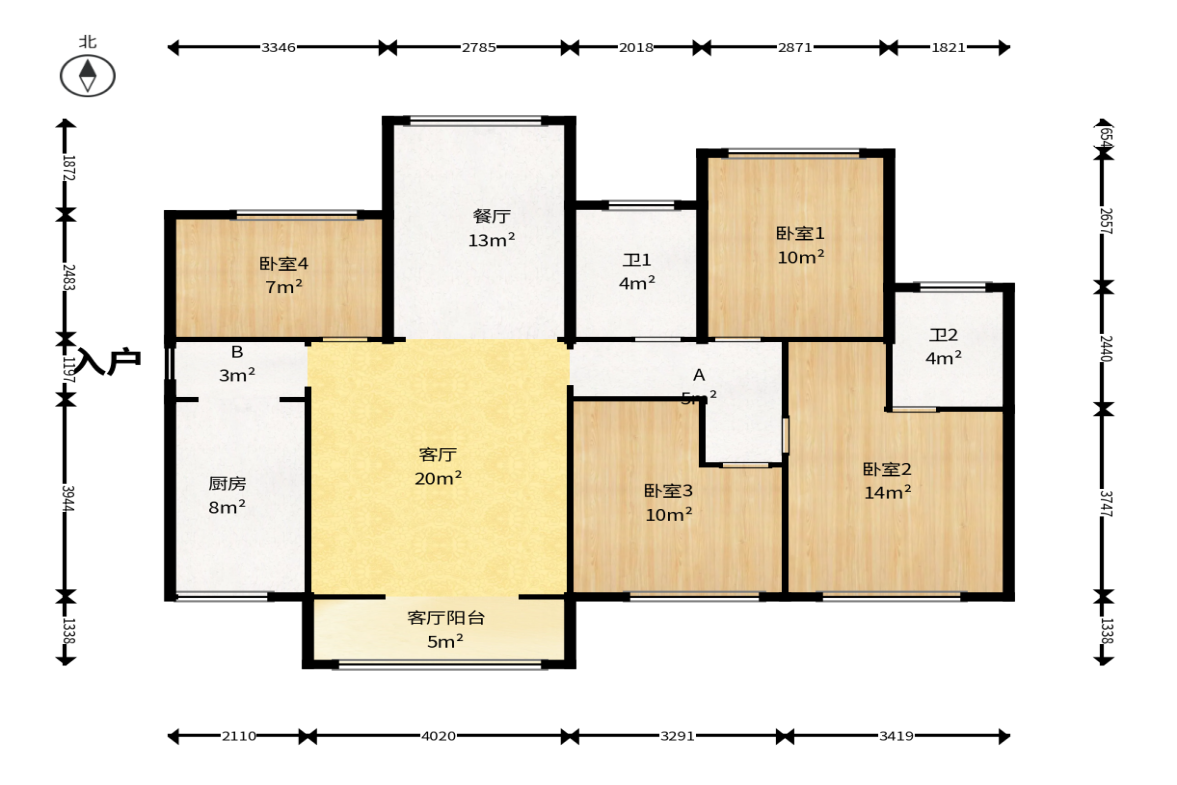 高升时代广场（冠铭商务中心）  4室2厅2卫    120.0万户型图