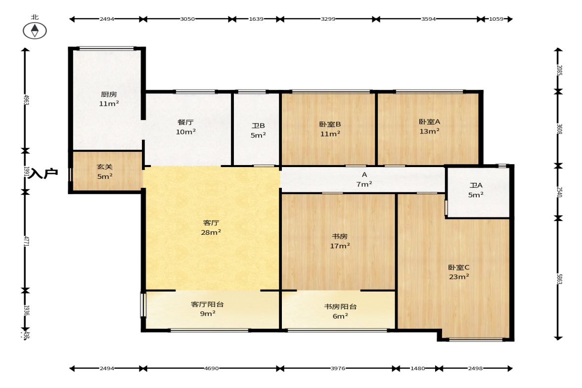 八方小区B区  4室2厅2卫    605.0万户型图