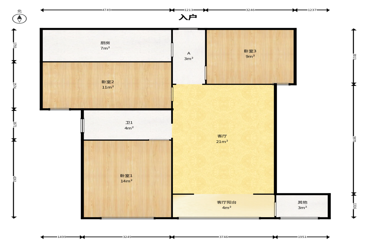 安泰嘉园（湘府邻伴）  3室2厅1卫    98.0万户型图