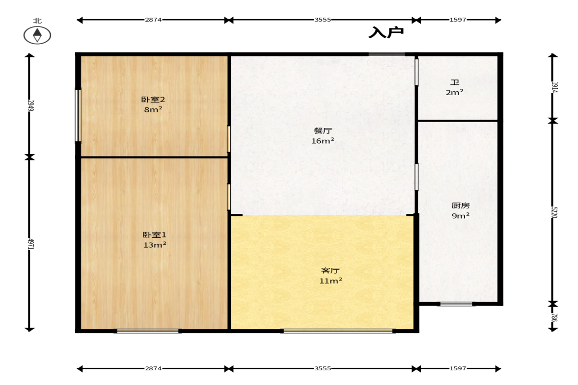 才子嘉都  2室1厅1卫    52.0万户型图