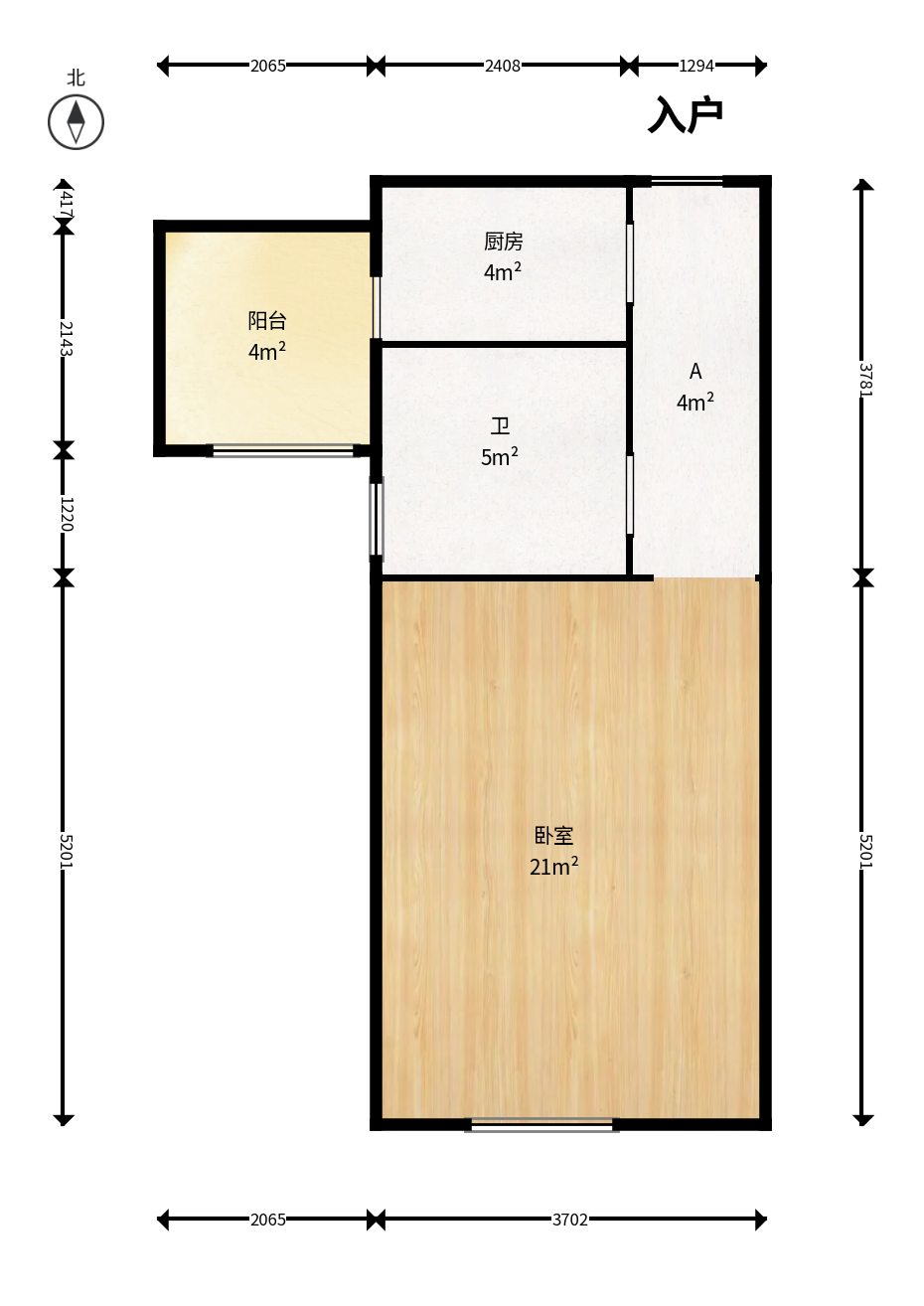 新城新世界一二三期  1室1厅1卫    41.8万户型图