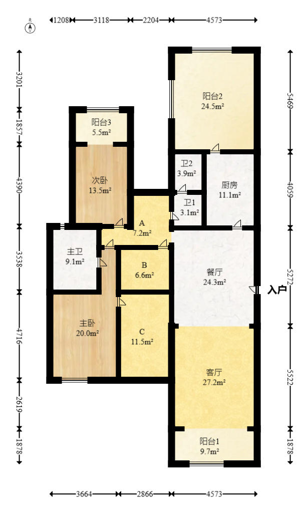 海伦春天  5室2厅3卫    288.0万户型图