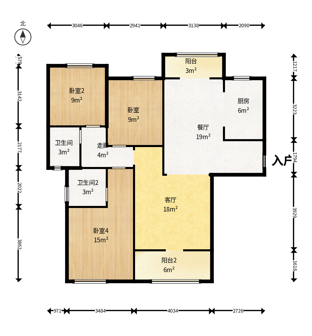 湘域芯城二期  3室2厅2卫    90.0万户型图