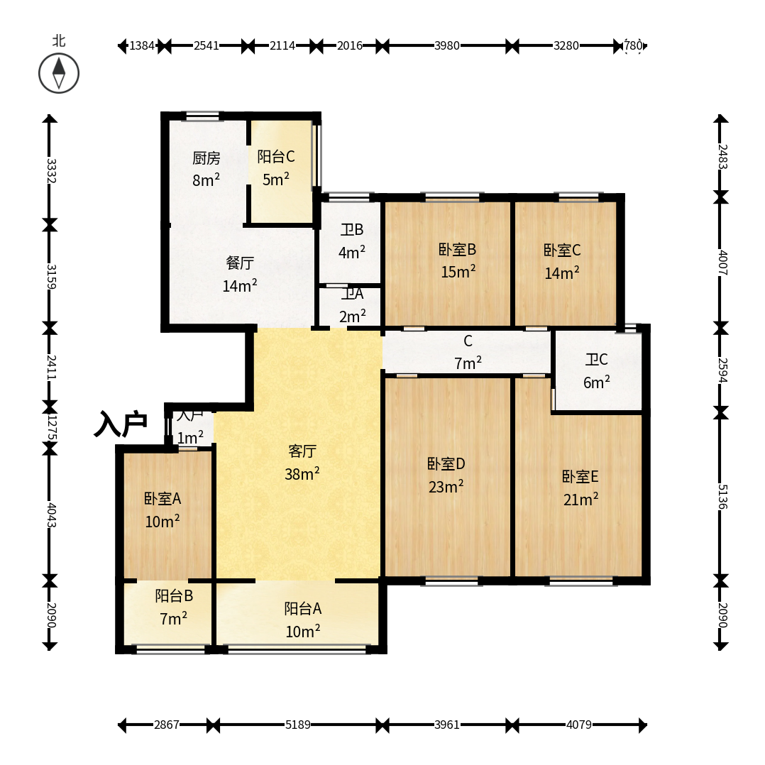 中天瑞景  4室2厅2卫    165.0万户型图